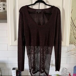 Rock & Republic Red Sparkle Long Sleeve Knit Top